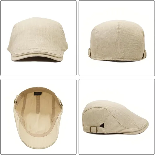 Miniatura 5 de Xinveen Sombreros Newsboy para Hombres Gorra Plana de Algodón Ajustable Transpirable Irlandesa Cabbie Ivy Sombrero de Conducir y Caza