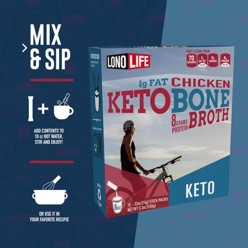 Miniatura 5 de LonoLife Mezcla de caldo de huesos de pollo Keto en polvo 10g de proteína Rico en colágeno, apto para dieta Keto y Paleo Ingredientes
