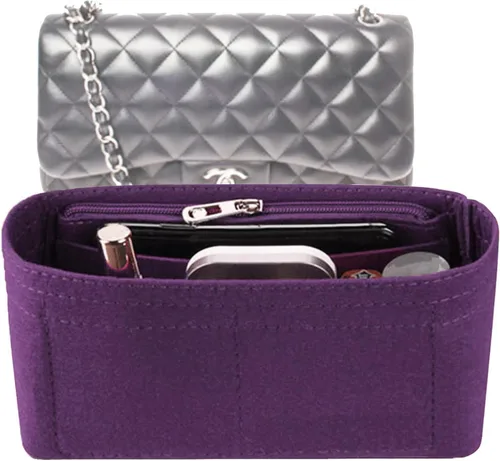 Lckaey Bolsa Organizador Inserto para Chanel Classic Flap Mini Bag Shaper Monedero Inserto - Bolso Premium Felt Organizer 2009Purple-mini