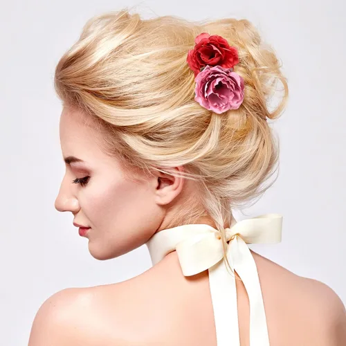 Miniatura 4 de BBTO Flower Hair Clip Rose Hair Clips Barrettes for Women Flower Accessories Boho Bride Claw Clip Hairpin Brooch Pin Headpiece for Wedding(Beige