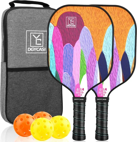 Miniatura 9 de YC DGYCASI Pickleball Paddles Set of 2, 2026 USAPA Approved Pickleball Set, Fiberglass Lightweight Pickle Ball Rackets 2 Pack, 2 Outdoor Pickleball