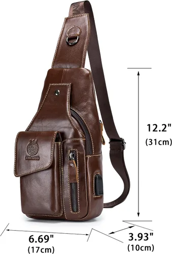 Miniatura 185 de LUKZIJAES Bolso bandolera de cuero genuino para hombre