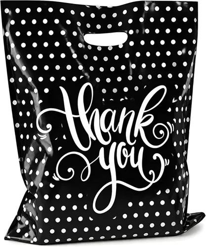 Miniatura 8 de Pequeñas bolsas de agradecimiento con asas (9 x 12) – Bolsas de plástico para compras, joyas, accesorios, recuerdos de fiesta, mercancía