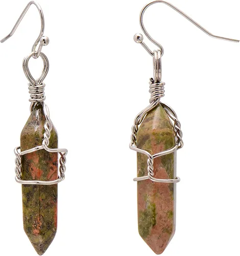 Miniatura 52 de Pendientes de cristal de punta envuelta en alambre de piedra pulida para mujer Reiki Energy Healing