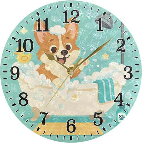 Miniatura 20 de JUNZAN Reloj de bañera con vino romántico espumoso y velas, reloj de pared silencioso de 10 pulgadas, pequeño reloj redondo, decoración de cocina