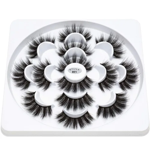 Miniatura 2 de DYSILK Pestañas postizas naturales de visón 6D, aspecto dramático, pestañas postizas esponjosas, extensión de maquillaje, pestañas largas hechas a