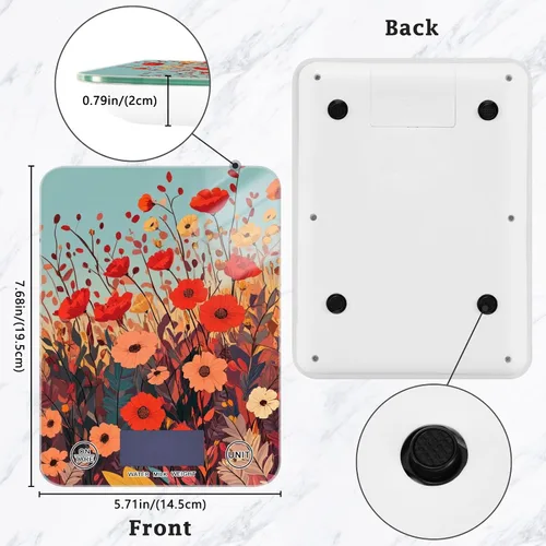 Miniatura 2 de Autumn Poppy Flowers01 Báscula de alimentos para cocina, báscula digital de alimentos, onzas y gramos, para hornear, cocinar, paneles de vidrio