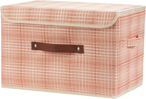 Miniatura 22 de Cajas de almacenamiento con tapa, contenedores de almacenamiento de tela de lino y algodón, contenedores organizadores, cestas decorativas plegables