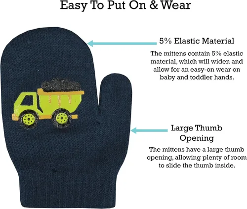Miniatura 3 de N'Ice Caps 3 pares de guantes elásticos mágicos para niños y niñas pequeños