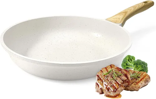 Miniatura 14 de GiPP Sartén antiadherente de cerámica - sartén de 10 pulgadas saludable, antiadherente, no tóxica, compatible con inducción, sartén de tortilla, Gris