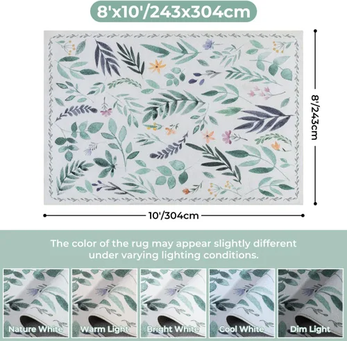 Miniatura 341 de Syalife 4x6 Alfombra Lavable para Área, Ultra Suave Antideslizante, Pila Baja, Alfombra Vintage Resistente a Manchas para Sala de Estar, Alfombra