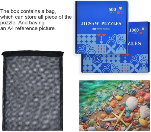 Miniatura 7 de Sea Creatures Shells Jigsaw Puzzles 500 Pieces for Adults with Mesh Storage Bag 2011761