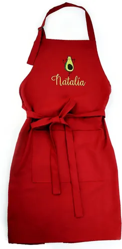 Miniatura 13 de Delantal para niños - Delantal de cocina personalizado bordado con nombre, ajustable, de algodón, con bolsillos, para cocinar rosado (01 Pink)