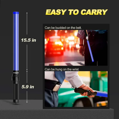 Miniatura 6 de E-riding Varitas de Luz de Seguridad para Control de Tráfico de 21 pulgadas Alta Visibilidad, Duraderas, Portátiles Varita de Control de Tráfico
