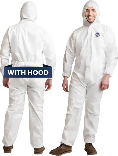 Miniatura 8 de Medical Nation Hazmat Suits Disposable 2 Pack Hooded, Heavy Duty, Breathable Disposable Coverall, Painter Suit 9 Sizes