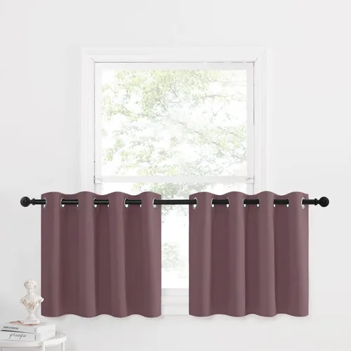 Miniatura 251 de NICETOWN Cortinas opacas de cocina para ventana sobre el fregadero, aislamiento térmico, decoración del hogar, pequeños niveles opacos con ojales