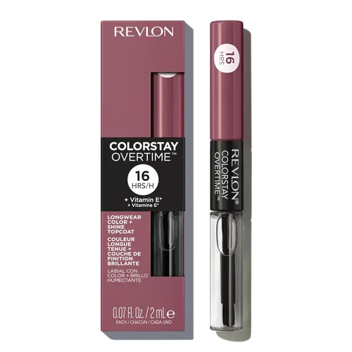 Miniatura 14 de Revlon - Lápiz labial líquido Overtime con brillo de labios transparente, maquillaje facial ColorStay, doble extremo con vitamina E en ciruela/baya
