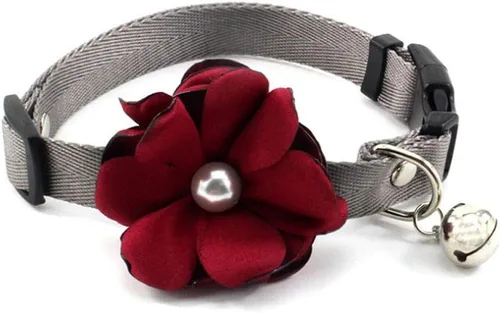 Miniatura 8 de Collar de perro y gato con flor de geranio, collar de nailon para cachorro con campana de perlas, accesorio de disfraz de Yorkie de Chihuahua