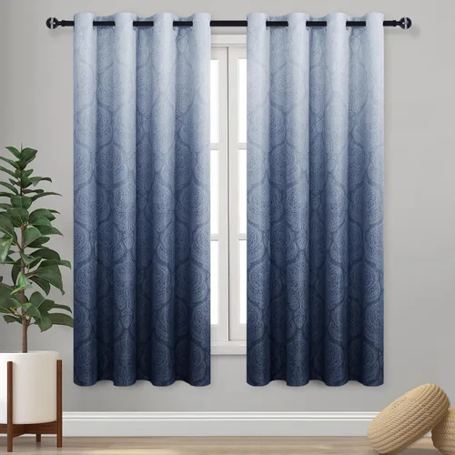 Miniatura 66 de DWCN - Cortinas blackout para dormitorio, diseño de damasco con aislamiento térmico y ojales, para sala de estar, juego de 2 paneles de cortina Gris