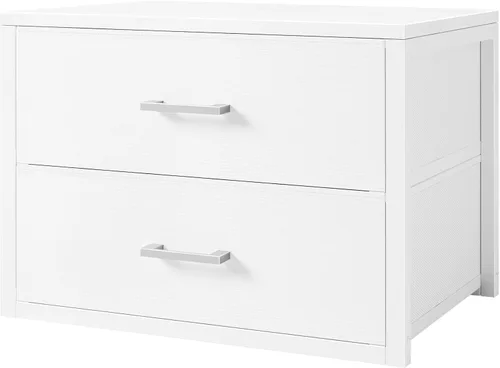 BOLUO Cajones de Almacenamiento Apilables Organizadores de Armario y Contenedores de Almacenamiento de Tela Blanca Cómoda de 2 Cajones para Blanco
