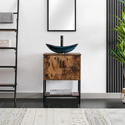Miniatura 39 de eclife Combo de Tocador de Baño de 36" con Lavabo, Gabinete Moderno de Soporte de Metal con Estante Inferior y Gabinete Lateral de Almacenamiento