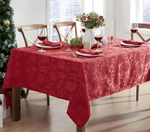 Manteles y servilletas navideños de Carol Damasco sin suelo de hierro Rojo