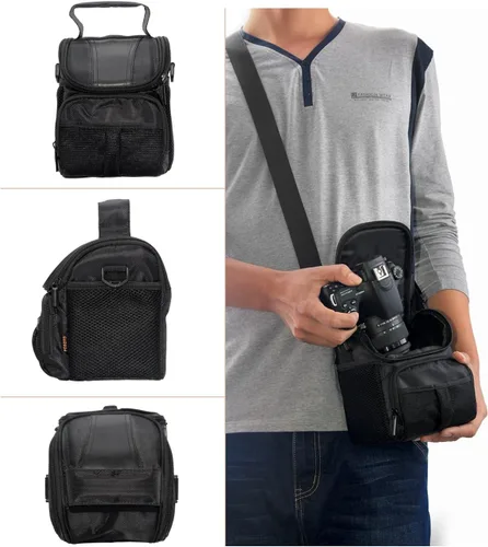 Miniatura 2 de FOSOTO Funda impermeable (con cubierta de lluvia), color negro, compatible con Canon EOS M10 M6 M2 Mrak II M50 M100 Rebel T3i T4i T5 SL1, Nikon P600
