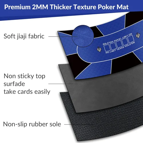 Miniatura 4 de nuveti 79 x 40 cartas de póquer plegables de Texas Poker con diseño de mesa, portátil, antideslizante, tapete de juego de mesa de goma suave y 79 X