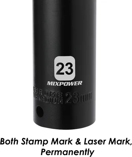 Miniatura 6 de MIXPOWER Juego de llaves de impacto profundo de 1/2 pulgada – 23 mm, métricas, CR-V, profundas, 1/2" Dr. Juego de llaves de 6 puntas