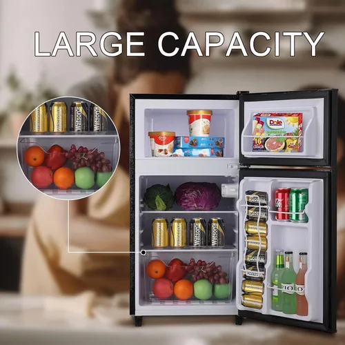 Miniatura 6 de WANAI - Refrigerador compacto de 3.5 pies cúbicos, diseño de 2 puertas, termostato ajustable, estantes ajustables y extraíbles, adecuado