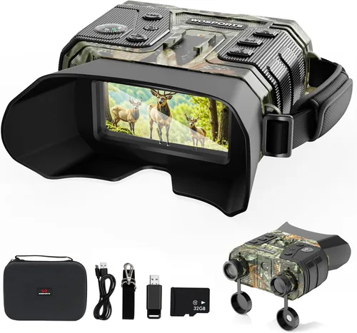 Miniatura 8 de WOSPORTS Gafas de visión nocturna 4K, zoom óptico de 10X y digital de 8X, rango infrarrojo de 1315 pies, batería recargable de 5000 mAh, IPX Verde