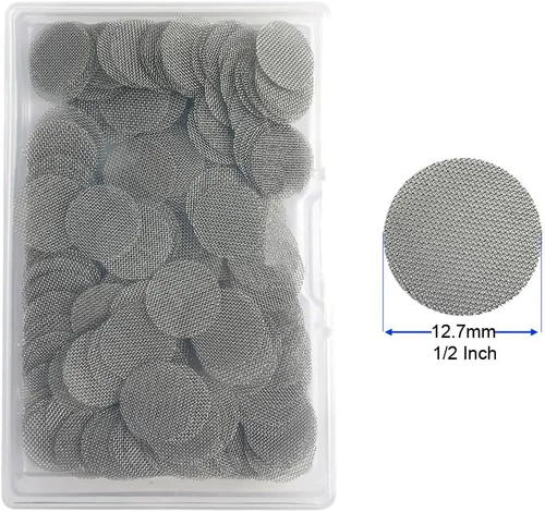 Miniatura 2 de Gebildet 210 filtros de tubería de acero inoxidable, tubo de pantallas de fumar de 0.500 in, filtro de gasa de malla plateada con caja