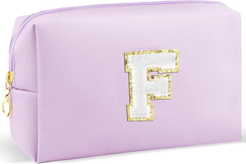Miniatura 70 de URSKYTOUS Regalos para niñas, bolsa de maquillaje con inicial, bolsa de cosméticos personalizada con cremallera, bonita bolsa de aseo de viaje, Azul