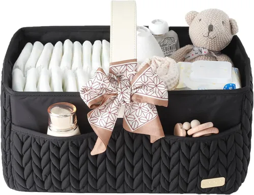 Miniatura 9 de lujoso organizador de pañales para bebé, cesta de almacenamiento para la guardería de lo esencial para el recién nacido, cesta de viaje para bebé