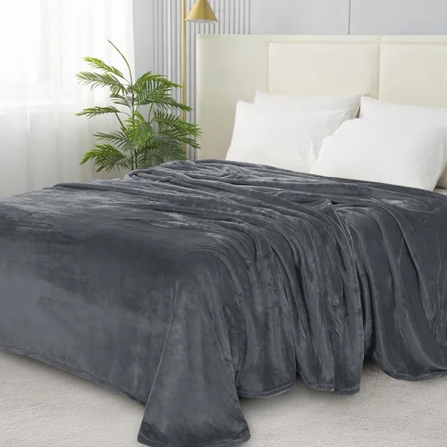 Elegant Comfort Lujosa manta ultrasuave de microterciopelo suave y aterciopelada, tamaño individual/individual XL, color gris 2-Gris