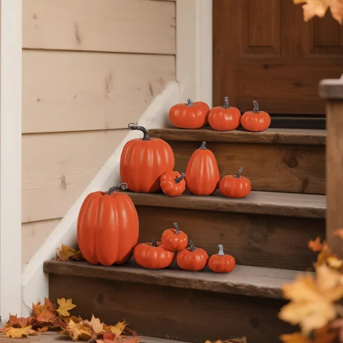 Miniatura 5 de Artmag Paquete de 12 calabazas artificiales de color naranja de varios tamaños, calabazas falsas grandes para otoño, Acción de Gracias, Halloween