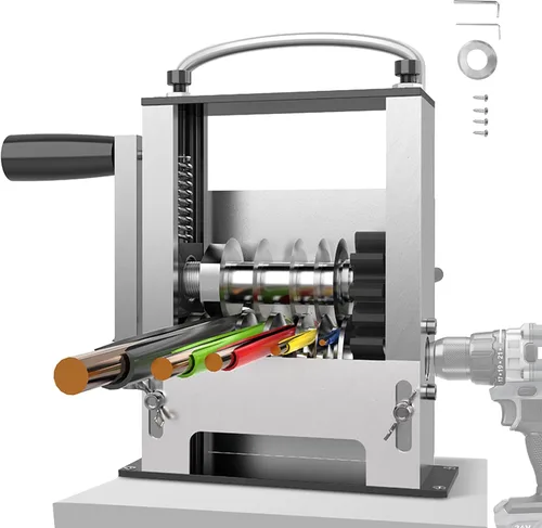 Máquina peladora de cables 2 en 1 con juegos de cuchillas de repuesto, herramienta manual y de taladro con 6 canales y 5 cuchillas para alambre de