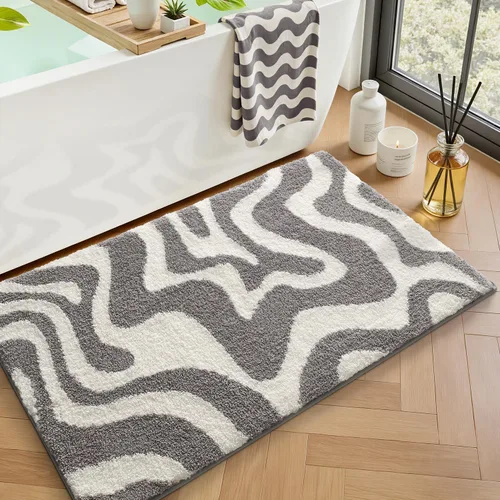 Miniatura 10 de LUMI Alfombra de baño antideslizante estética moderna, ultra suave, absorbente, lavable, de secado rápido, alfombras de piso de alta calidad