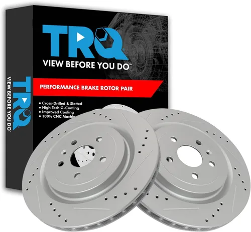 Miniatura 352 de TRQ Juego de rotores de freno de rendimiento trasero con revestimiento G premium compatible con Mazda 6 2014-2021