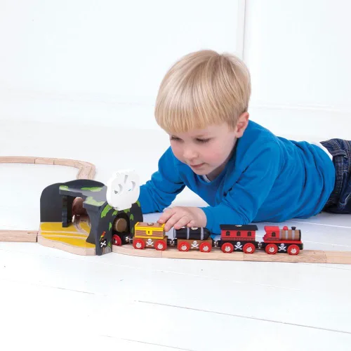 Miniatura 3 de Bigjigs Rail Skull Cave & Tunnel - Juego de accesorios de tren de madera, túneles para trenes y juegos de ferrocarril, juguetes clásicos para niños