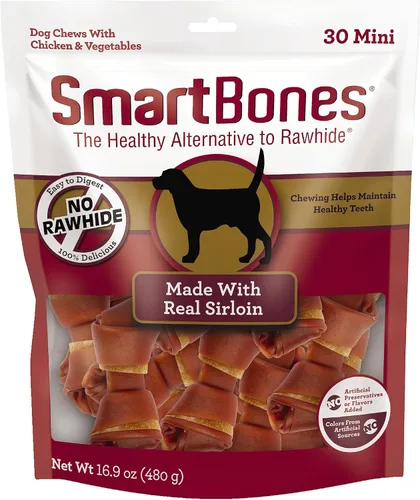 Miniatura 21 de SmartBones Mini masticables con mantequilla de maní real, 24 unidades, masticables sin piel cruda para perros (el embalaje puede variar)