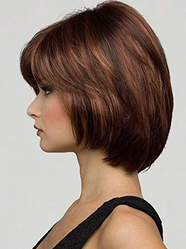 Miniatura 4 de Peluca Haley color 38 gris oscuro 7.5 pulgadas de longitud silueta estilo Bob Kanekalon sintético monofilamento superior recto ligero peluca