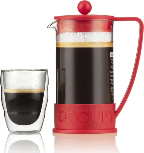 Miniatura 5 de Bodum Cafetera de prensa francesa Brazil de 34 onzas, vidrio de borosilicato resistente al calor, rojo - Hecho en Portugal