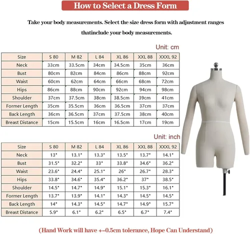 Miniatura 6 de Adjustable Female Dress Form Mannequin with Arms - Size S Foam Model for Sewing, Tailoring, Fashion Design, Custom Fitting with Insertable Pins