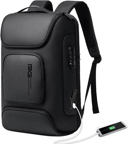 BANGE Mochila de negocios, mochila para laptop con puerto de carga USB, mochilas de negocios delgadas para 15.6 pulgadas, mochila de viaje para