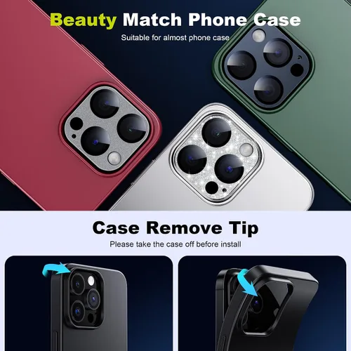 Miniatura 5 de WSKEN Protector de lente de cámara para iPhone 15 Pro/iPhone 15 Pro Max, aleación mate [prueba inastillable] Protector de pantalla de cámara