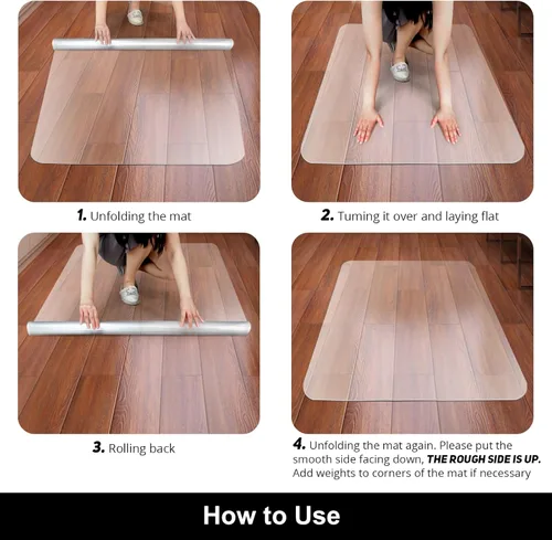 Miniatura 7 de Kuyal Tapete para silla de oficina para suelo de madera dura, 36 x 48 pulgadas rectangular transparente, tapete de escritorio grueso y duradero
