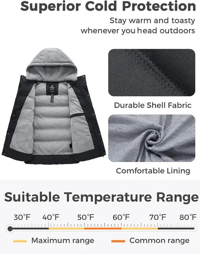 Miniatura 4 de Wantdo - Chaleco con relleno acolchado para mujer, con capucha desmontable