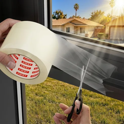 SWRT Cinta de Sellado de Ventana Transparente de Uso Pesado de 3" x 30 YD 8 Mil para Intemperie, Aislamiento de Ventana Sin Residuos para Invierno,