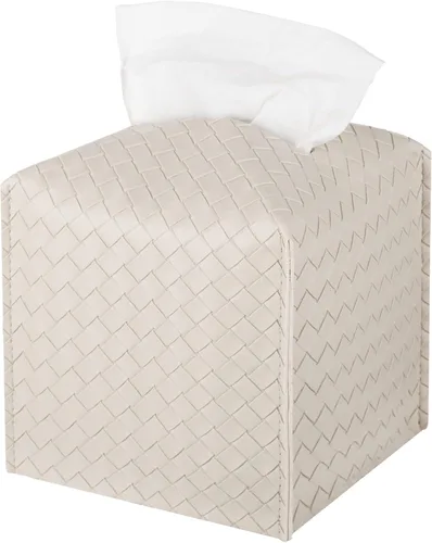 Miniatura 8 de Funda para caja de pañuelos de piel sintética, estuche cuadrado para pañuelos faciales, dispensador de papel facial para baño, encimera de tocador
